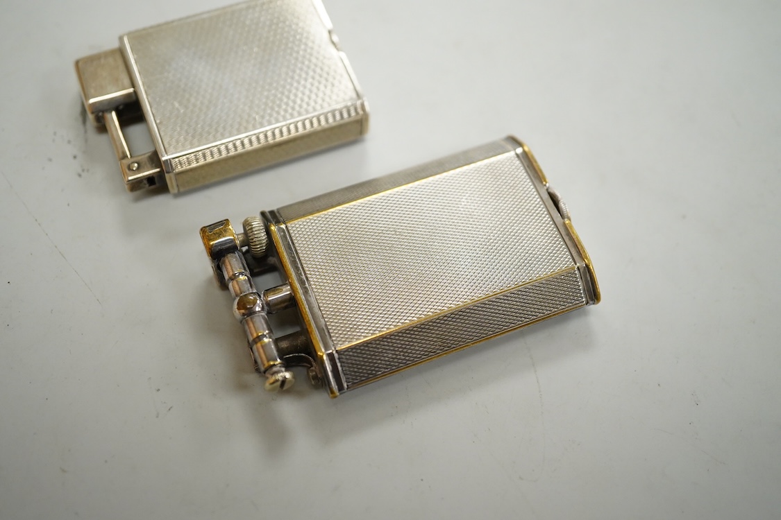 Two vintage lighters comprising an Everest 925 silver lighter, 49mm and a Dunhill plated lighter
